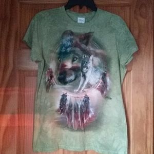 The Mountain Tie Dye Parriotic Wolf T Shirt Womens Large
